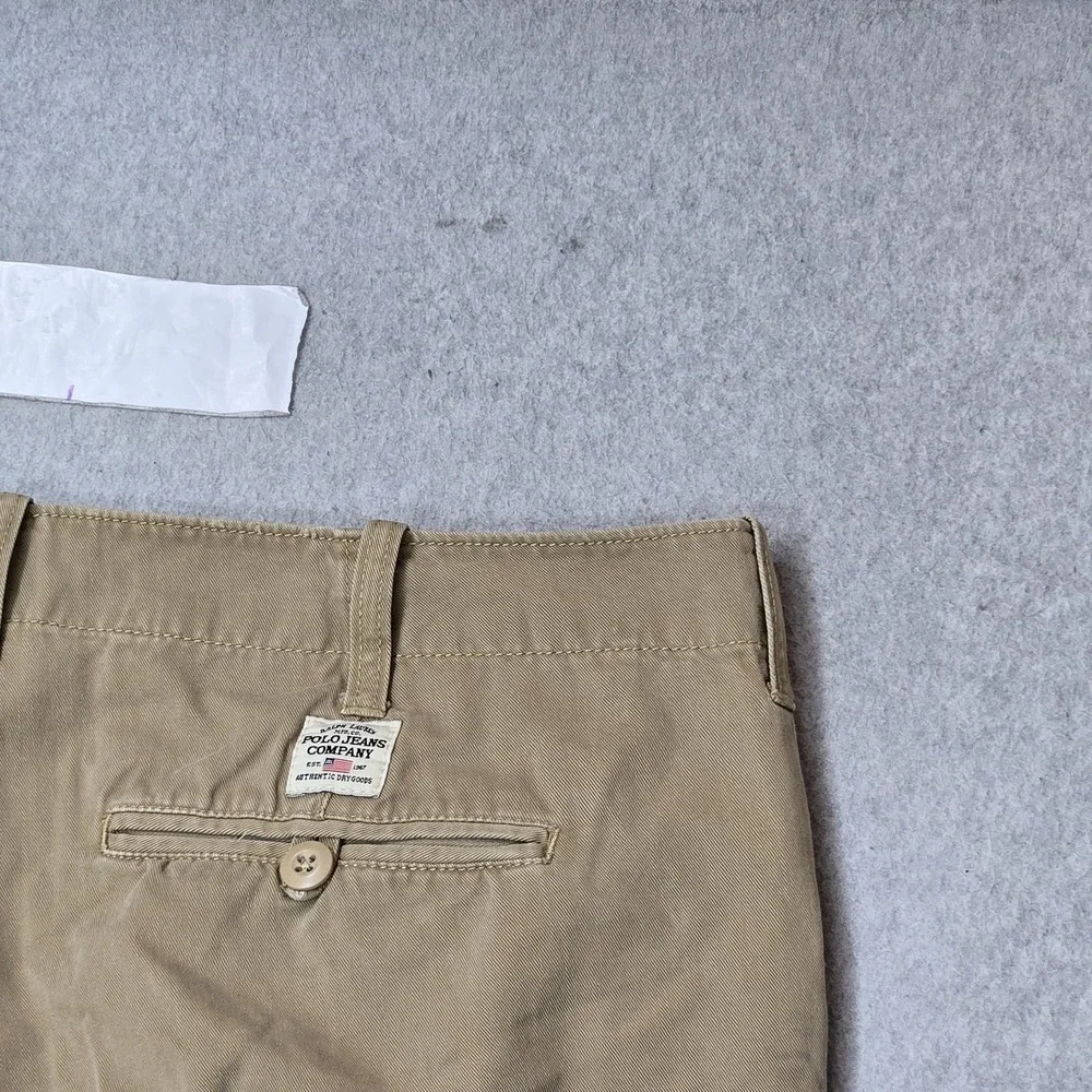 Polo Jean Ralph Lauren Men Pants 38X32 Khaki Chino Twill Button 31